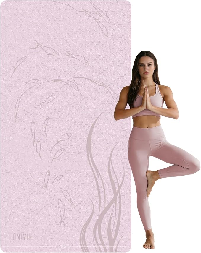 Extra Wide Yoga Mat 76"x40"x10mm TPE Non-Slip Fitness Exercise Mat | Thick 10mm Premium TPE, Extra Large for Pilates, Workout and Home Gym. Ideal for Men and Women