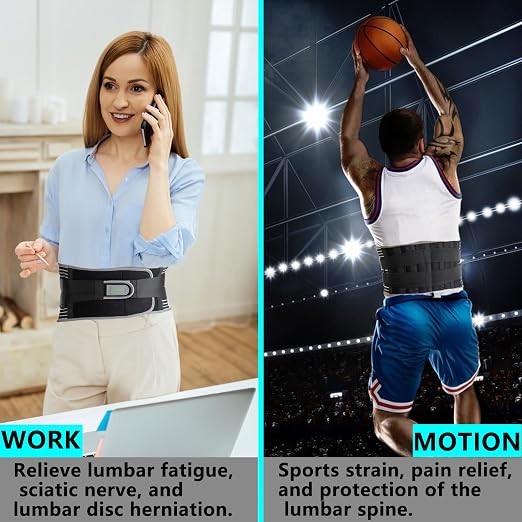 KONSEDIK Back Brace for Herniated Disc,Lower Back Pain Relief,Strain,Adjustable Lumbar Support Belt,with 6 Stays and Removable 3D Pad,for Men and Women Work,Lifting,Sciatica,Scoliosis(Medium)