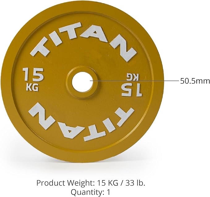 Titan Fitness Olympic Calibrated Steel Powerlifting Plates, Machine Precision Steel Discs