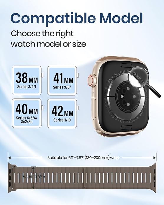 Magnetic Sport Bands Compatible with Apple Watch Bands for Men Women | Silicone Wristband 49mm 46mm 45mm 40mm 44mm 38mm 41mm 42mm, Replacement for iWatch Ultra Series 11 10 9 8 7 6 5 4 3 2 1 SE
