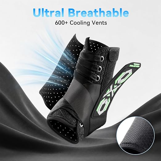 Ankle Brace For Sprained Ankle Brace Lace Up Adjustable Ankle Stabilizer | Upgraded Ankle Brace For Men Women Ankle Support Air Fabric Cool Ankle Brace For Injury Recovery, Sports,Running,Work
