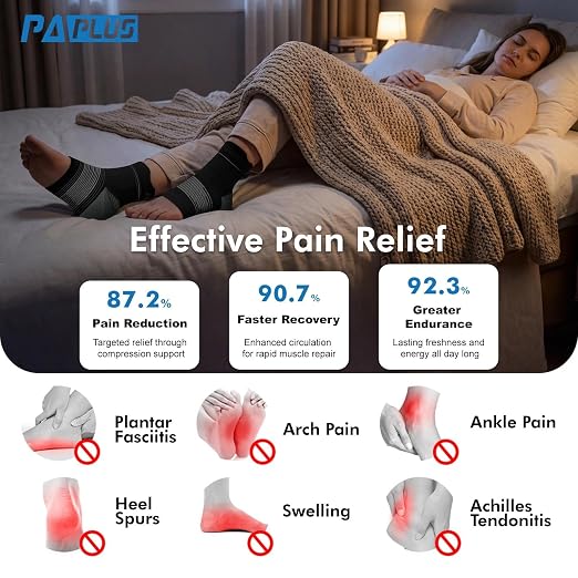 6 Pairs Compression Socks Men & Women Ankle Brace Plantar Fasciitis Socks | Ankle Compression Sleeve with Arch Support for Plantar Fasciitis Relief, Achilles Tendonitis Relief, Heel Pain & Swelling