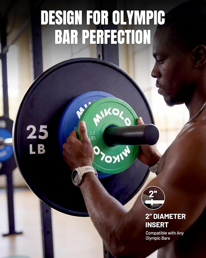 Mikolo Change Weight Plates 1.25LB 2.5LB 5LB Set Fractional Plates Set Bumper Plates for Cross Training Fit 2 Inch Barbells Strength Training Weight Plates
