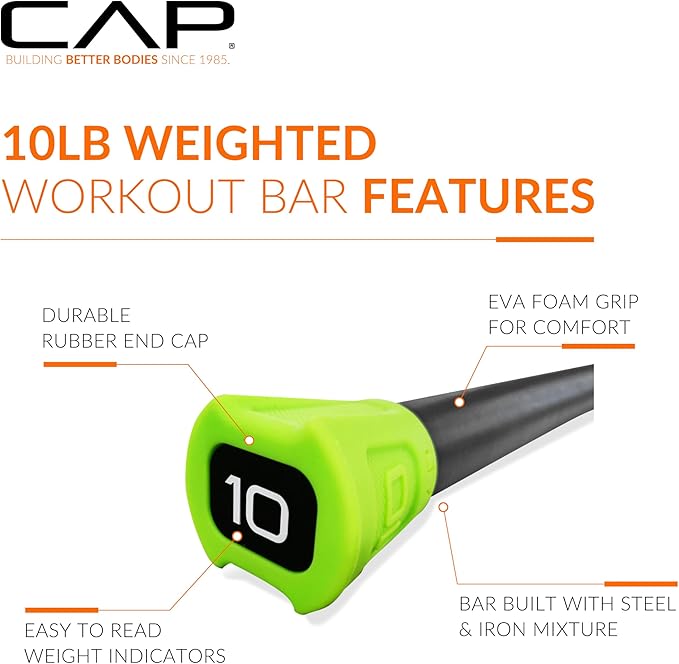 CAP Barbell Weighted Workout Bar | 5-20 lb | Multiple Options