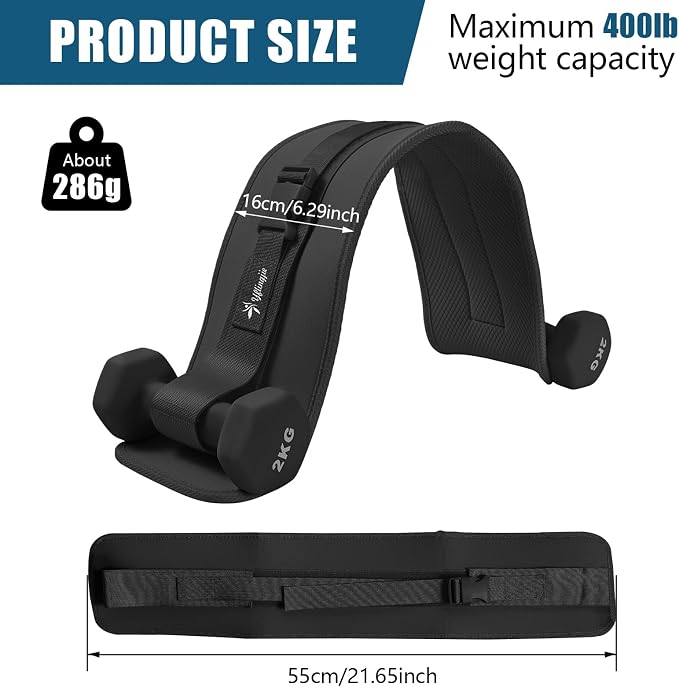 Hip Thrust Belt, Leather Dumbbell Booty Workout Belt | Adjustable non-slip booty belt for hip thrusts, fits dumbbells kettlebells plates, home gym exercise equipment