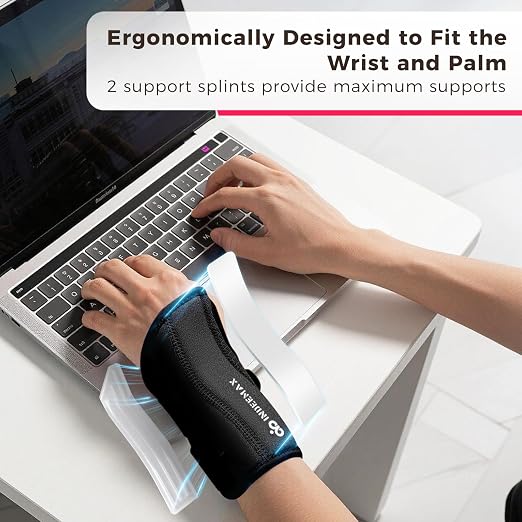 Copper Carpal Tunnel Wrist Brace, Adjustable Wrist Support Splint for Night Sleep & Daytime Working, Hand Braces Pain Relief for Arthritis, Tendonitis, Sprain, Men & Women(Left Hand-Black, S/M)
