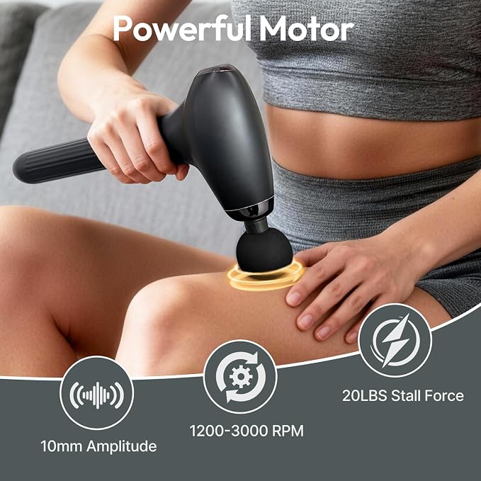 2-in-1 Detachable Massage Gun - Deep Tissue with Extension Handle, Back & Neck Pain Relief, Handheld Percussion Massager for Shoulder, Leg, Waist