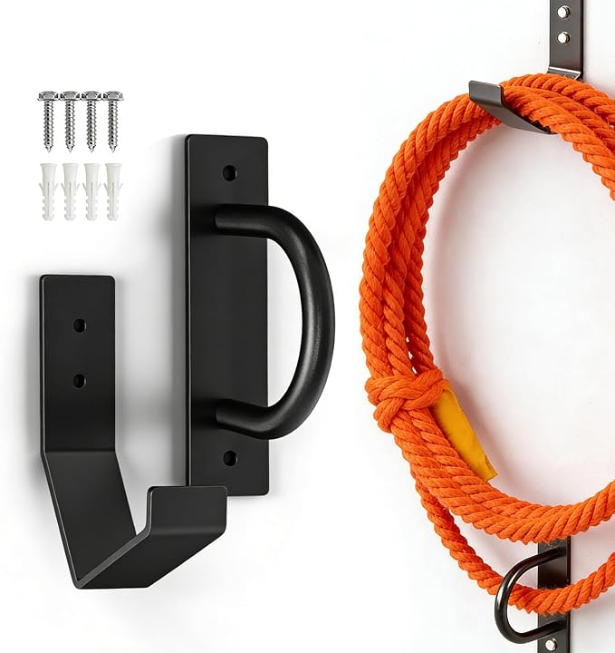 Heavy Duty Steel Battle Rope Wall Anchor Kit with Storage Hook, Fitness Rope Wall Mount for 30-50 Feet 1"-2.5" Battle Ropes