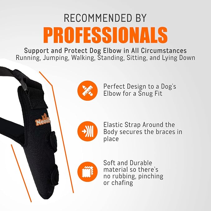 Dog Elbow Brace Protector Pads for Canine Elbow and Shoulder Support Elbow Hygroma, Dysplasia, Osteoarthritis, Elbow Calluses, Pressure Sores and Shoulder Dislocation (Both Legs, Small)