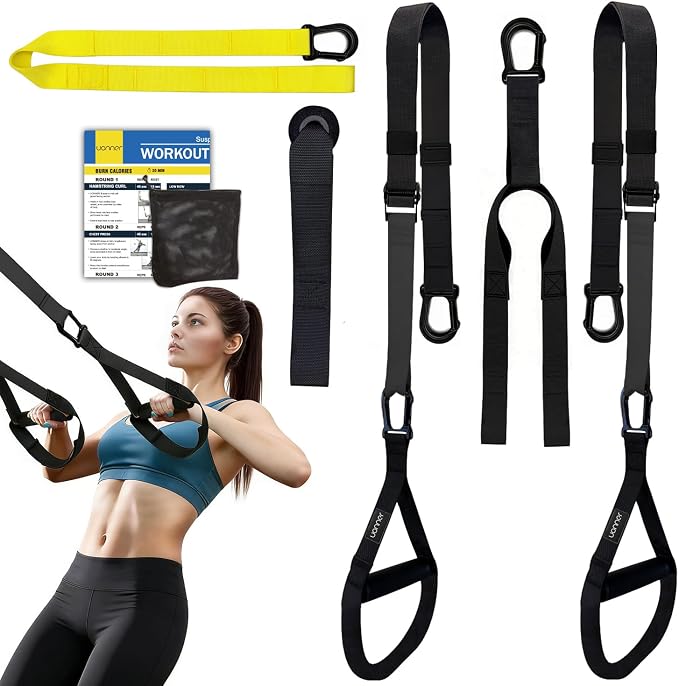 Home Resistance Training Kit - Sling Trainer with Door Anchor | Adjustable straps; Extra-grip handles; Pull ups, dips, rows; Max 500kg; Portable for home, travel & outdoor