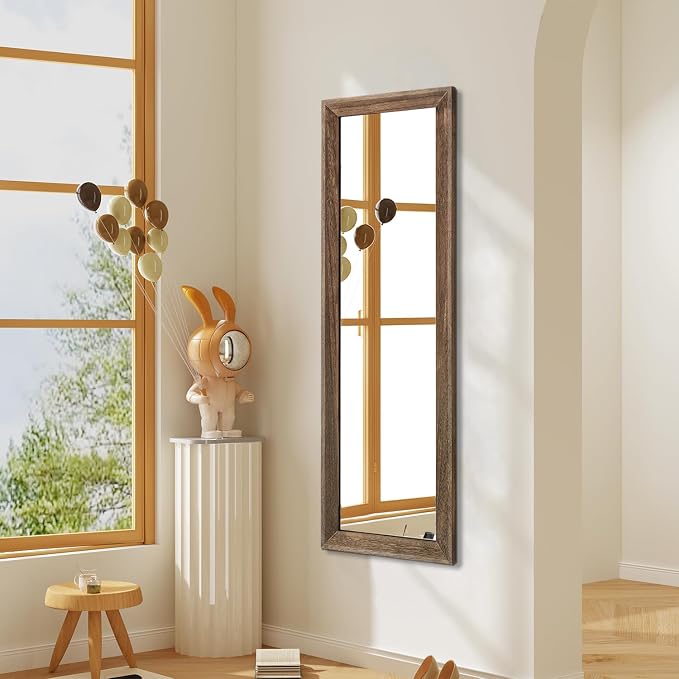 AAZZKANG Hanging Mirror Full Length Vintage Large Mirrors Wooden Framed | 43"x14" Bedroom Living Room Bathroom Entryway Wall Mounted Mirror Vertically or Horizontally