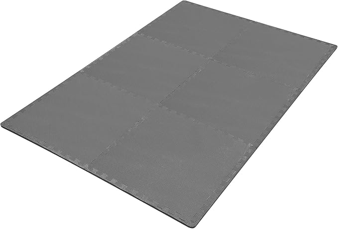 BalanceFrom Puzzle Exercise Mat 1/2" Thick, EVA Interlocking Foam Floor Tiles for Home Gym, Mat for Home Workout Equipment, Floor Padding for Kids, Gray, 24 in x 24 in x 1/2 in, 24 Sq Ft - 6 Tiles | Tiles for Home Gym, Mat for Home Workout Equipment, F...