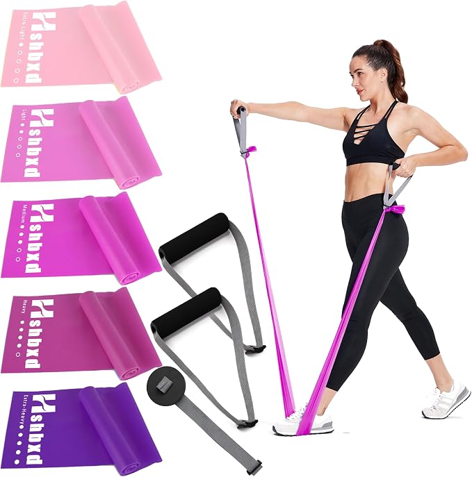 Resistance Bands Set for Physical Therapy, Rehab, Yoga and Pilates | Latex-Free elastic exercise bands suitable for rehab, yoga, Pilates, gym workouts, stretching, and home exercise