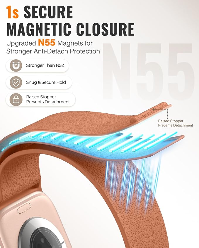 Magnetic Silicone Sport Band for Apple Watch 42mm 46mm 49mm 38mm 40mm 41mm 44mm 45mm Men Women, Patented Auto Lock Breathable Soft Loop for iWatch Ultra SE Series 11 10 9 8 7 6 5 4 3 2 1 All Day Comfort