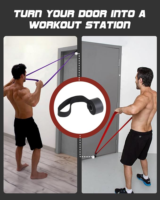 Fitense Resistance Bands Set - Pull Up Bands for Men Women, Exercise Bands Resistance with Door Anchor, Training Poster & Pouch for Body Stretching, Pull Up Assist