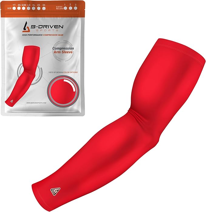 Pro-Fit Compression Arm Sleeve for Men, Women & Youth, Volleyball Baseball Basketball Weightlifting - Single