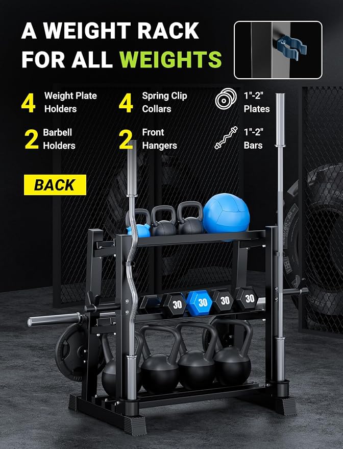 YOLEO Dumbbell Rack Stand Only, 1100LBS Heavy Duty Weight Rack for Home Gym, Adjustable 3-Tier Weight Storage Rack for Dumbbells, Barbells, Kettlebells & Weight Plates, Compact Workout Equipment Organizer