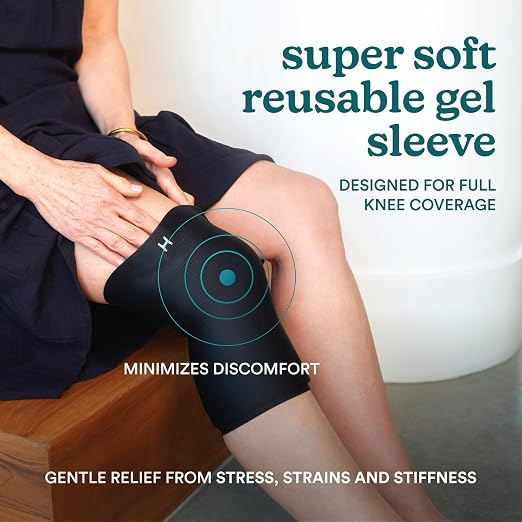 Homedics Hot and Cold Relief Gel Knee Sleeve, Heat or Ice Therapy | for Knee Relief, Soft-Touch Stretch Fabric, Contoured Hydrogel Design for Comfort and Relaxation