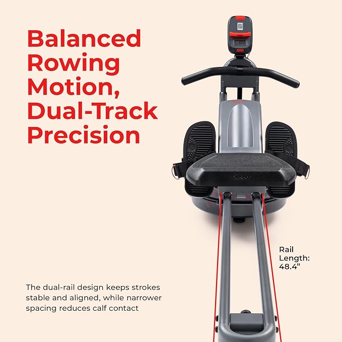 Sunny Health & Fitness Premium Water Rower w/Intensive Dynamic Real-Time Resistance, 300 LB Capacity Flip-able Rowing Machine for Home Training, Optional Free SunnyFit App Connection