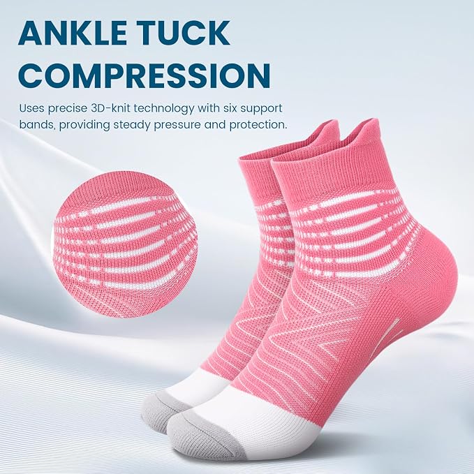 IRAMY Compression Ankle Support Socks Women - Wicking, Cushioned Athletic, Plantar Fasciitis Relief 2/3/6 Pairs