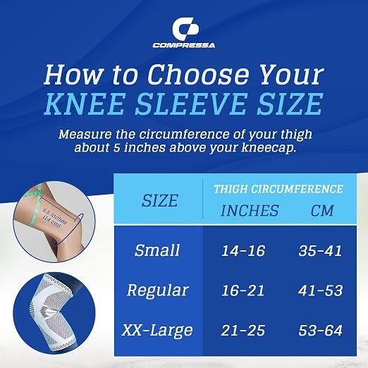 Compressa Knee Sleeve for Women & Men (Regular) - Non-Slip Compression Support for Joint Pain, Muscle Recovery, Arthritis, and Injury Relief