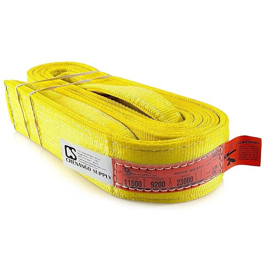 DD Sling 4 Inch x 16 Foot Orange Nylon Lifting Sling – USA Made, 11,500 lb Vertical, 9,200 lb Choker, 23,000 lb Basket – 2-Ply Heavy Duty 900 Webbing, Type 4 Twisted Eye & Eye Rigging Sling