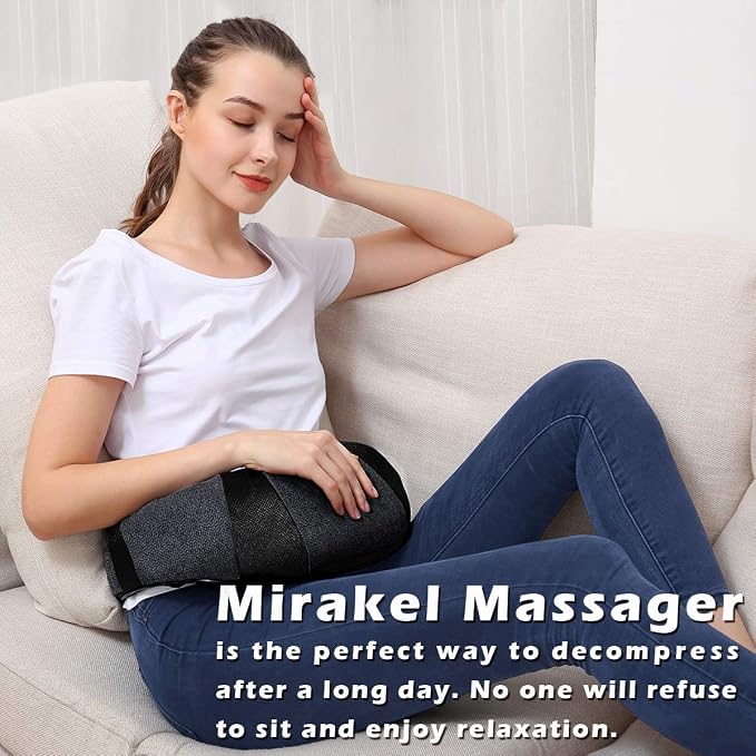 Mirakel Gifts for Women Men, Neck Massager for Pain Relief Deep Tissue, Electric Shiatsu Shoulder & Back Massager with Heat, Christmas Mom Dad Gifts for Wife Husband Her Him Fathers Day (NOT Cordless)