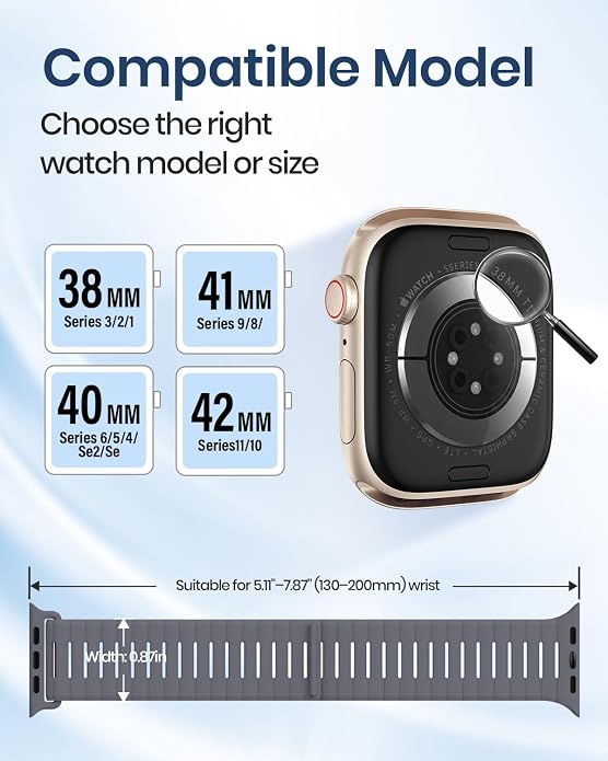 Magnetic Sport Bands Compatible with Apple Watch Bands for Men Women | Silicone Wristband 49mm 46mm 45mm 40mm 44mm 38mm 41mm 42mm, Replacement for iWatch Ultra Series 11 10 9 8 7 6 5 4 3 2 1 SE