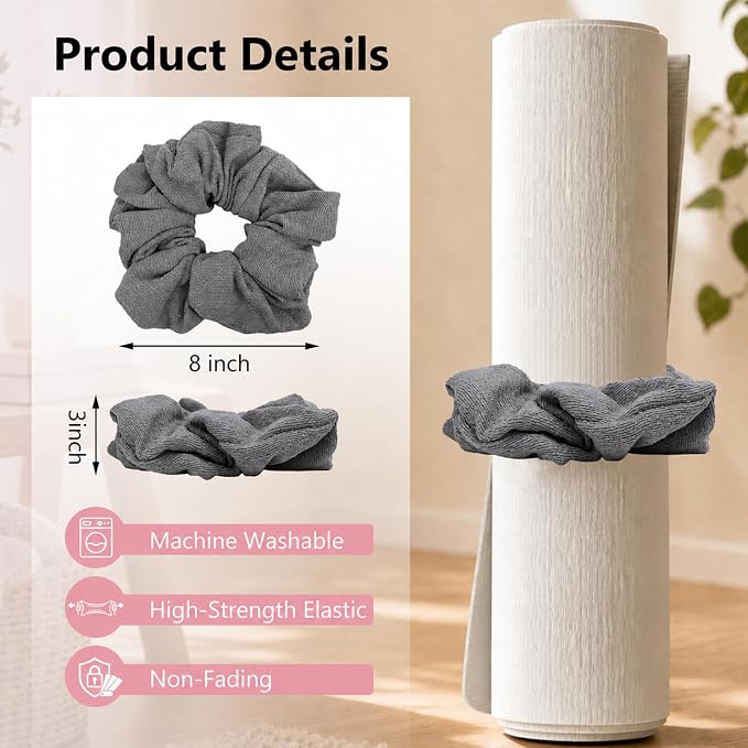 Yoga Mat Scrunchie Yoga Mat Strap Carrier Pilates Mat Holder | Holds Your Yoga Mat in Style, Adjustable & Stretchy Yoga Mat Band, Fits Most Standard Yoga Mats (mat not included),Yoga Gifts
