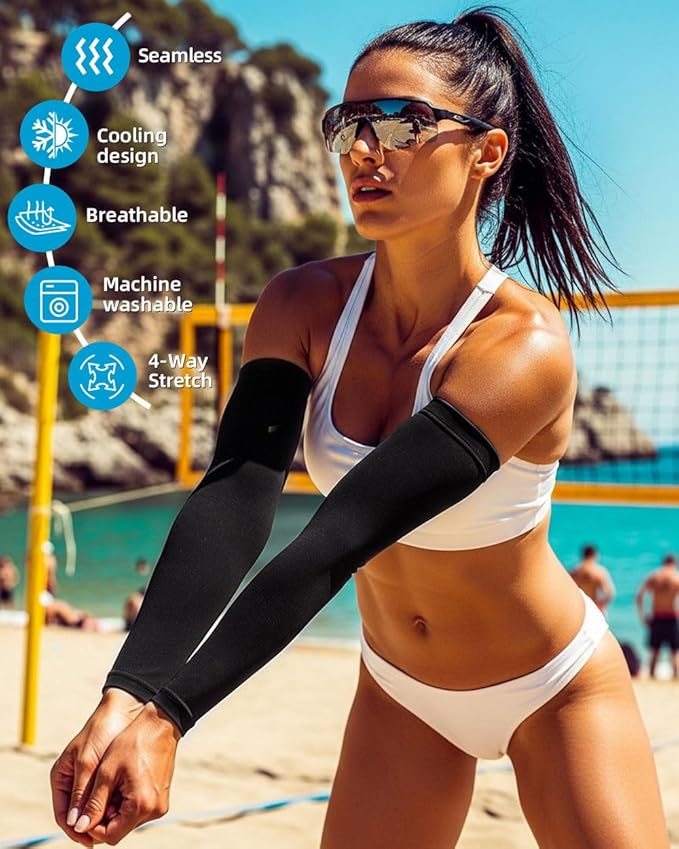 BHYTAKI Cooling Compression Arm Sleeves for Men Women,UPF50 UV Sun Protection Sleeves for Work Sport Tattoo Cover Up