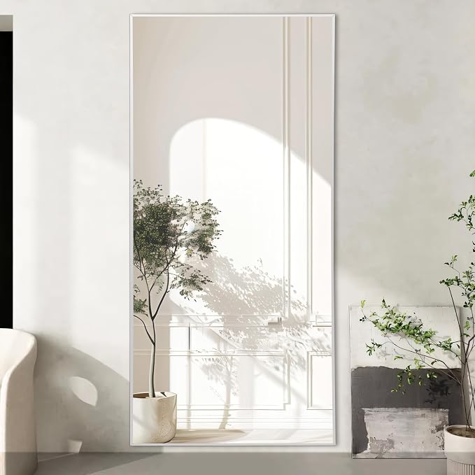 MELOMOIR 76"x34" Oversized Full Length Mirror, Free Standing Leaning or Hanging, Suitable for Bedroom Living Room Home Gym Cloakroom, Thin Aluminum Frame, Tempered Glass, Silver