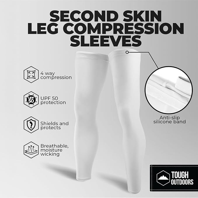 Tough Outdoors Leg Compression Sleeve - Leg Sleeves for Men & Women - Compression Calf Sleeves - Basketball Football Cycling