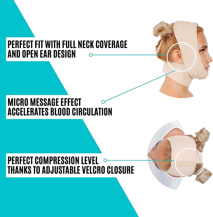 invera Chin Compression Garment After Liposuction Surgery, Neck Cover Strap Bandage