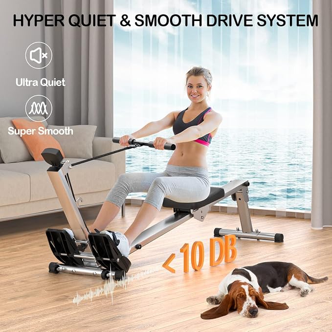 Rowing Machine, LUBBYGIM Magnetic Rower Machine, Foldable, LCD Display