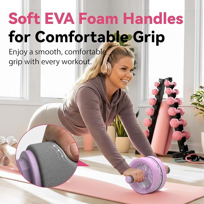 VINSGUIR Ab Roller Wheel, Abs & Core Workout Equipment for Home Gym with Knee Pad Accessories, Abdominal Wheel for Full-body Strength Training