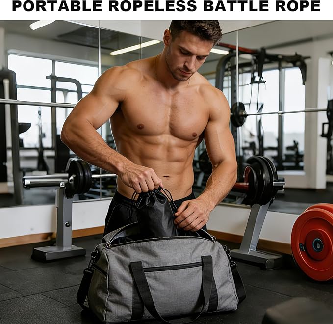 Weighted Ropeless Battle Ropes, Portable Cordless Rope for Home Gym | Grip Strengtheners&Poster, Adjustable Resistance, Non Slip Handle, Low-Noise, Heavy Duty Fitness Rope for HIIT Strength, 2PCS