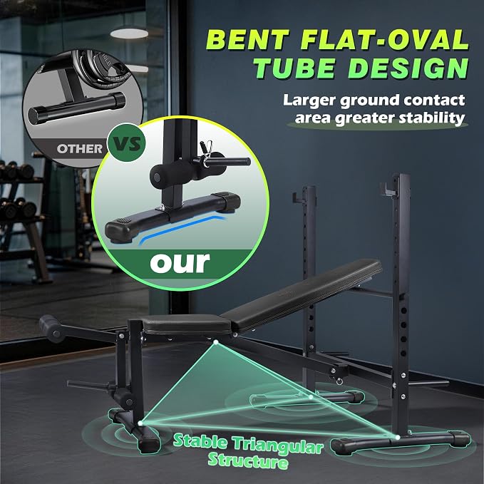 Adjustable FID Weight Bench for Home Gym | Bench press Set with 8-Level Barbell Rack, Flat/Incline/Decline Full Body weight benches for home gym