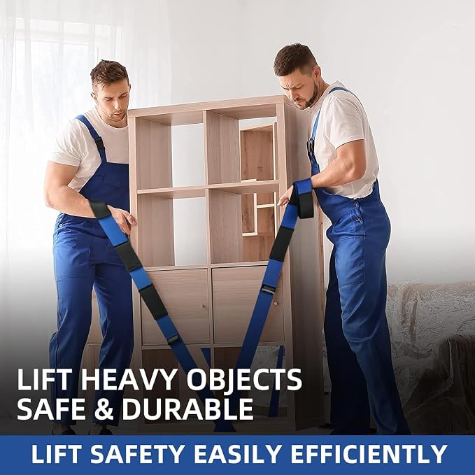 Ytonet Furniture Moving Straps for Lifting, 2-Person Lifting Straps | Appliances Lifting Straps Moving with 12 Thickened Sponge Pads, Heavy Objects up to 800 lbs, 128 In Wire Rope Slings Blue