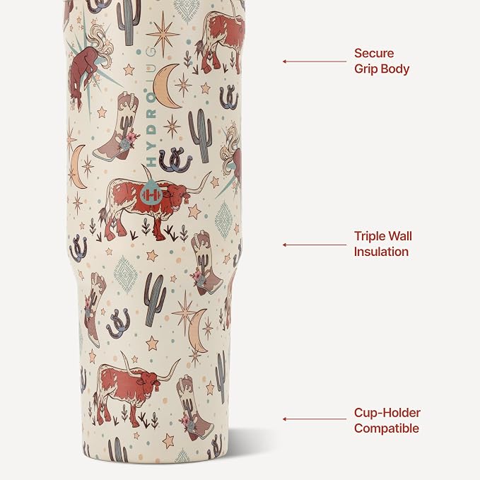 HydroJug Sport 32 oz Insulated Stainless Steel Water Bottle, Rodeo