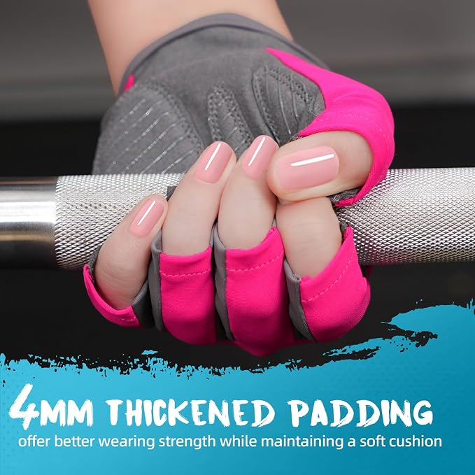 Breathable Workout Gloves for Women, Thick Padded Weight Lifting Gloves, Full Palm Protection & Extra Grip for Women Gym, Rowing, Fitness Training and Hanging (Small)