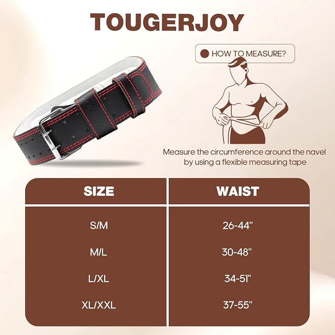 Genuine Leather Weight Lifting Belt for Men Double Prong Power Belt Heavy Duty - Strong, Stabilizing Back Support for Deadlifts, Squats Powerlifting