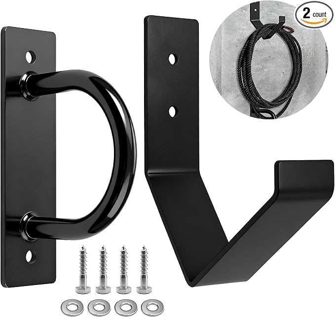 dreamdragon Battle Rope Wall Mount Kit, 1 Battle Rope Wall Anchor and 1 Storage Hook for 30-50 Ft, 1"-2.5" Heavy Duty Battle Rope Wall Anchor with Storage Hook for Home and Gym Use