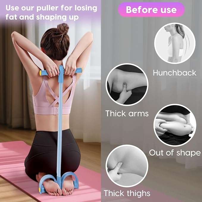Resistance Bands with Handles, 6-Tube Elastic Pedal Resistance Band for Working Out, Durable Natural Rubber Exercise Bands, Multifunction Exercise Equipment for Abdomen, Waist, Arm, Leg Stretching