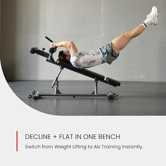 Finer Form Sit Up Bench with Reverse Crunch Handle for Ab Bench Exercises - Abdominal Exercise Equipment with 3 Adjustable Height Settings
