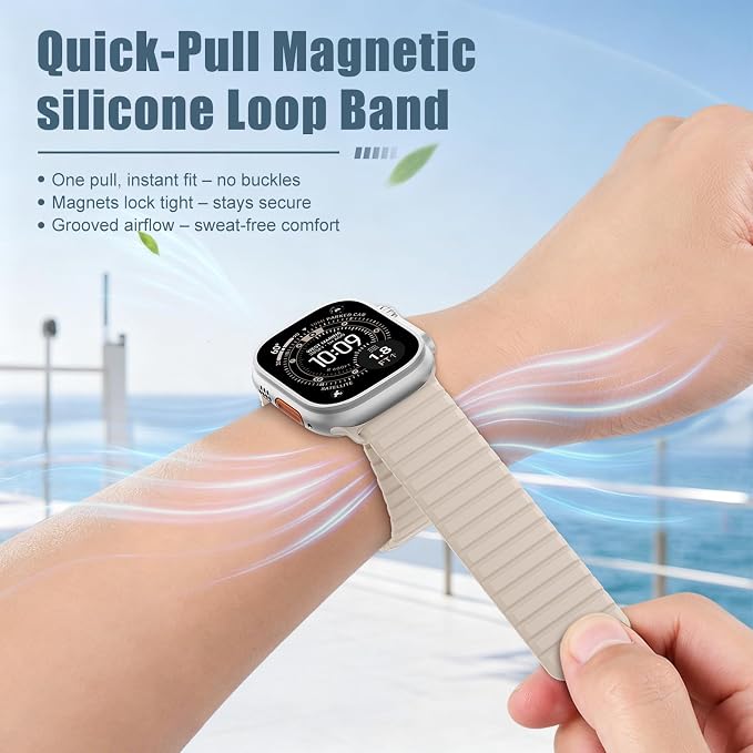 Magnetic Sport Silicone for Apple Watch Ultra 3 2 Band 49mm 46 45 44mm Men | Upgraded Magnet,Two-Tone Design,Waterproof,Soft Loop Strap for iWatch Ultra 3/2 Series 11 10 9 8 7 6 5 4 SE 46mm 45mm 44 49