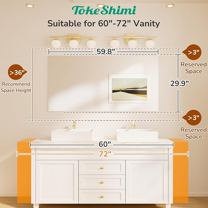 60x30 Frameless Bathroom Vanity Mirrors for Over Sink, Modern Rectangle Bathroom Mirrors for Wall with Polished Edge Shatterproof Decorative Mirror for Bedroom, Living Room, Entryway