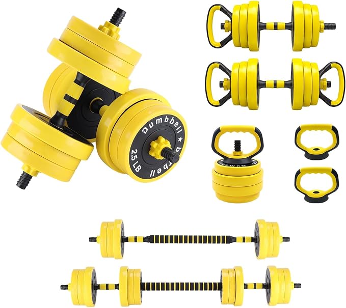 Garvee Adjustable Dumbbell Set,Weight Set for Home Gym | 4-in-1 Adjustable Weight Set Used As Dumbbells,Barbells,Kettlebells and Push-up