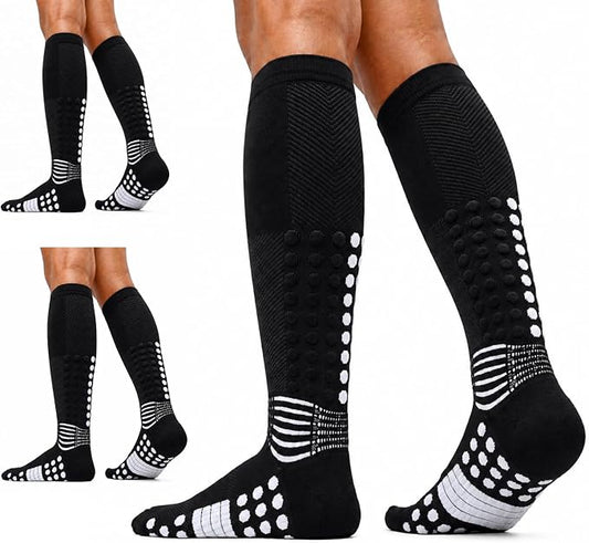 IRAMY Ankle Support Compression Socks 3 Packs Massage Dots Arch Support Cushioned Plantar Fasciitis Running Athletic Recovery