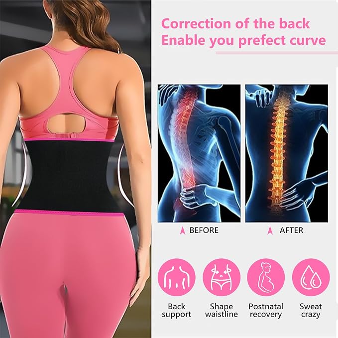 AMZBOSS Waist Trainers for Women Belly Fat, Waist Sweat Band for Women | Sweat Waist Trainer for Women, Belly Band Sweat Belt, Sweat Band for Stomach Weight Loss, Belly Wrap Waist Trimmer