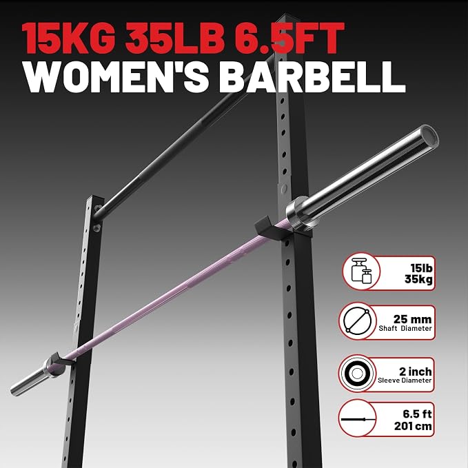 PAPABABE 4ft/5ft/6ft/6.5ft Barbell 2" Short Barbell for Strength Training | 4ft/5ft/6ft/6.5ft Straight Barbell, Womens Olympic Bar with Moderate Knurling for Squats Curls Deadlifts, Weightlifting